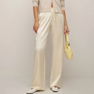 Reformation Women's Cream Satin Pants